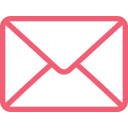 A simple pink outline of an envelope icon.