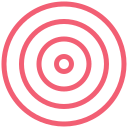 A pink and black target with concentric circles.