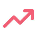 Pink upward trending arrow indicating growth or increase.