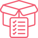 Pink box with a checklist attached