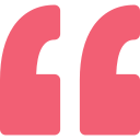 A pair of pink quotation marks on a transparent background.