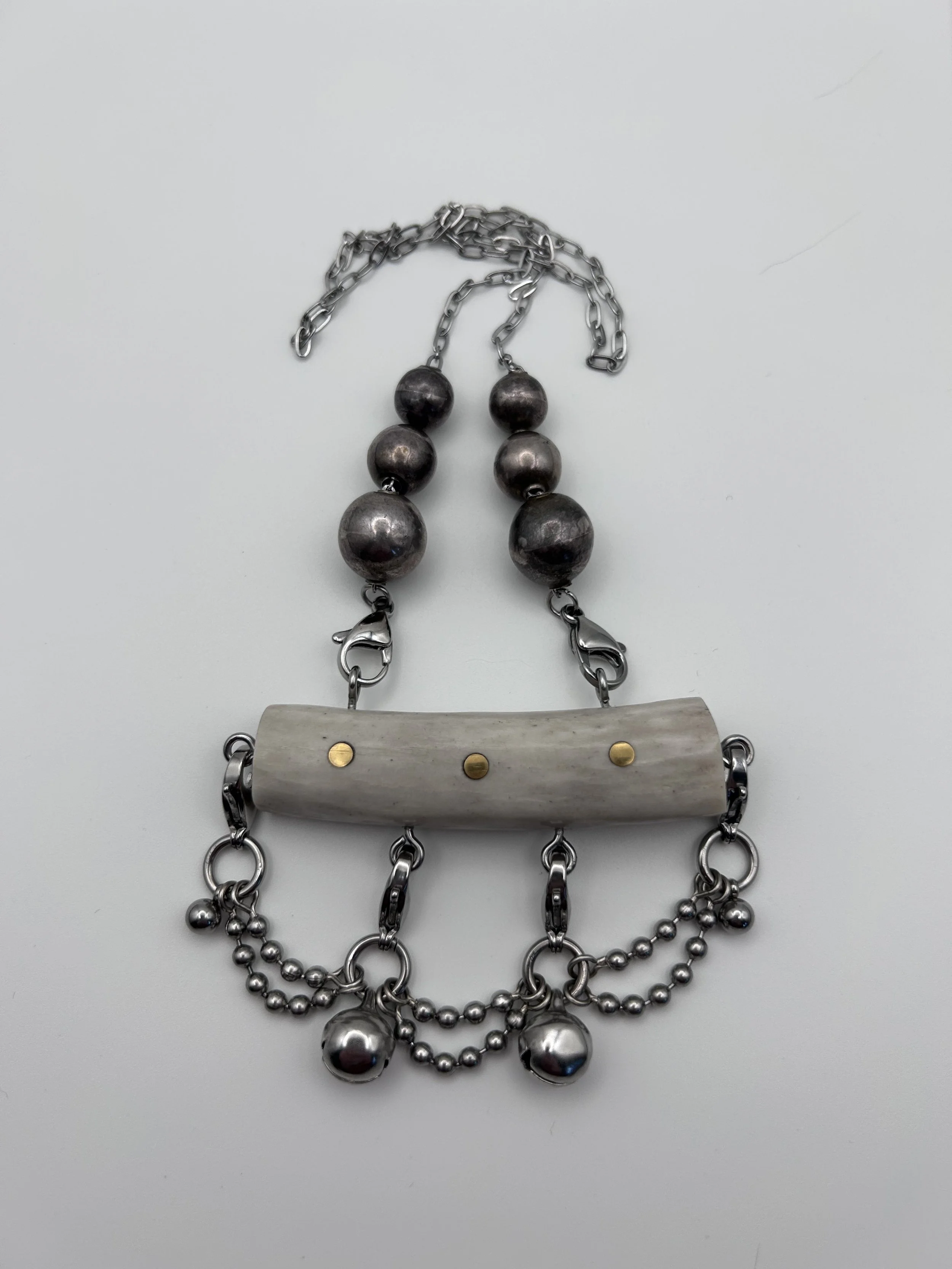 draped ball chain antler necklace
