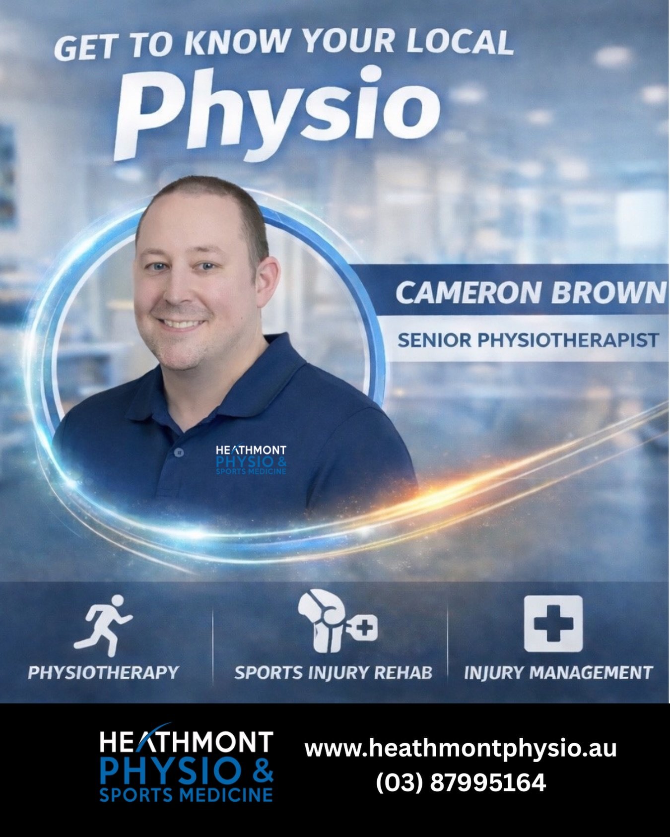 👋 Meet Cameron Brown &ndash; Senior Physiotherapist

Cam has been working in the Bayswater &amp; outer east community for over 16 years, bringing extensive experience as a Senior Physio helping people move better and stay active.

He treats all inju