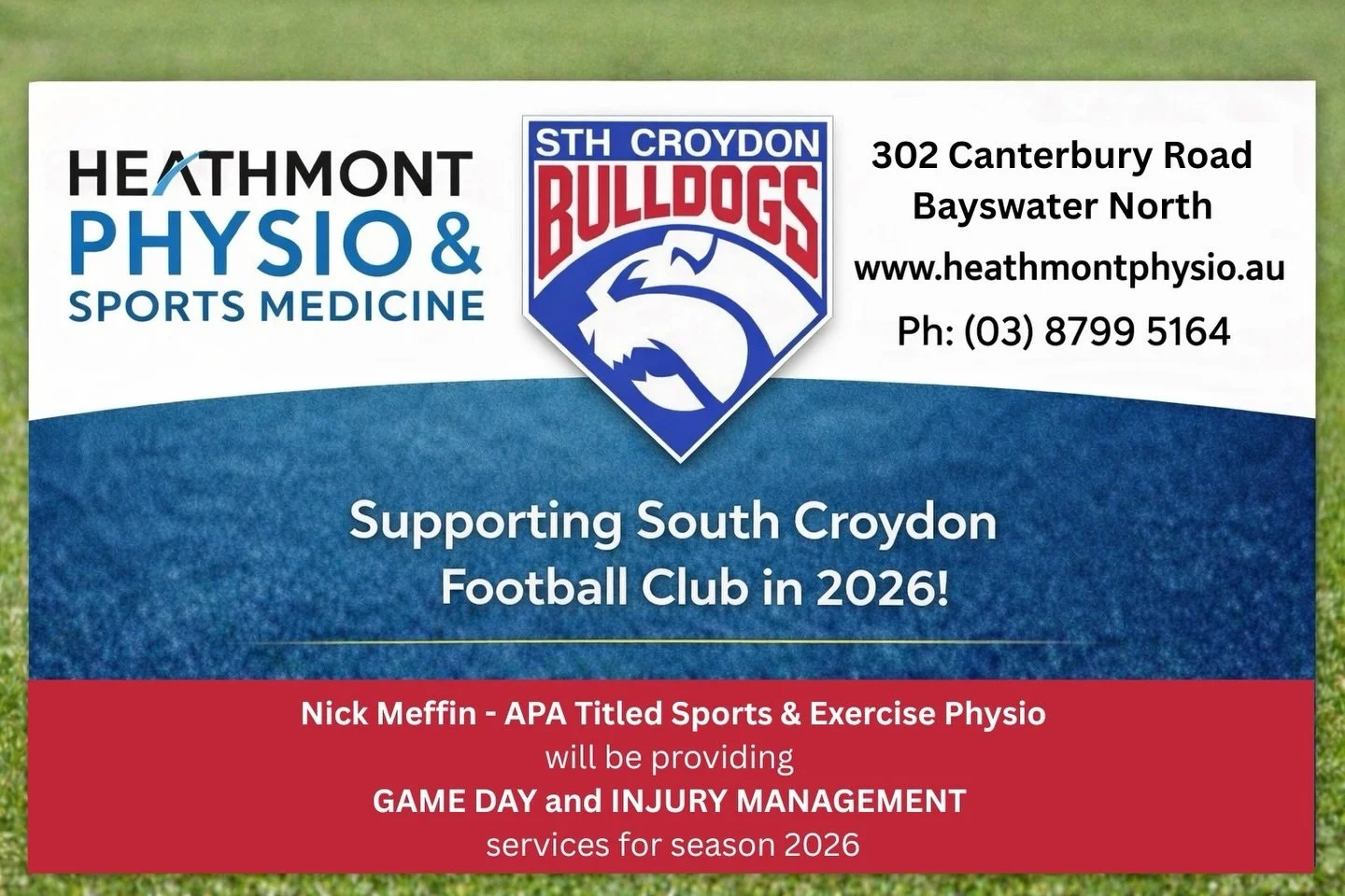 🏉🔥 NEW CLUB PARTNERSHIP FOR 2026 🔥🏉

We&rsquo;re pumped to be teaming up with South Croydon Football Club for the 2026 season! 💪

👨&zwj;⚕️ Nick Meffin &ndash; APA Titled Sports &amp; Exercise Physiotherapist will be supporting the boys with:

?