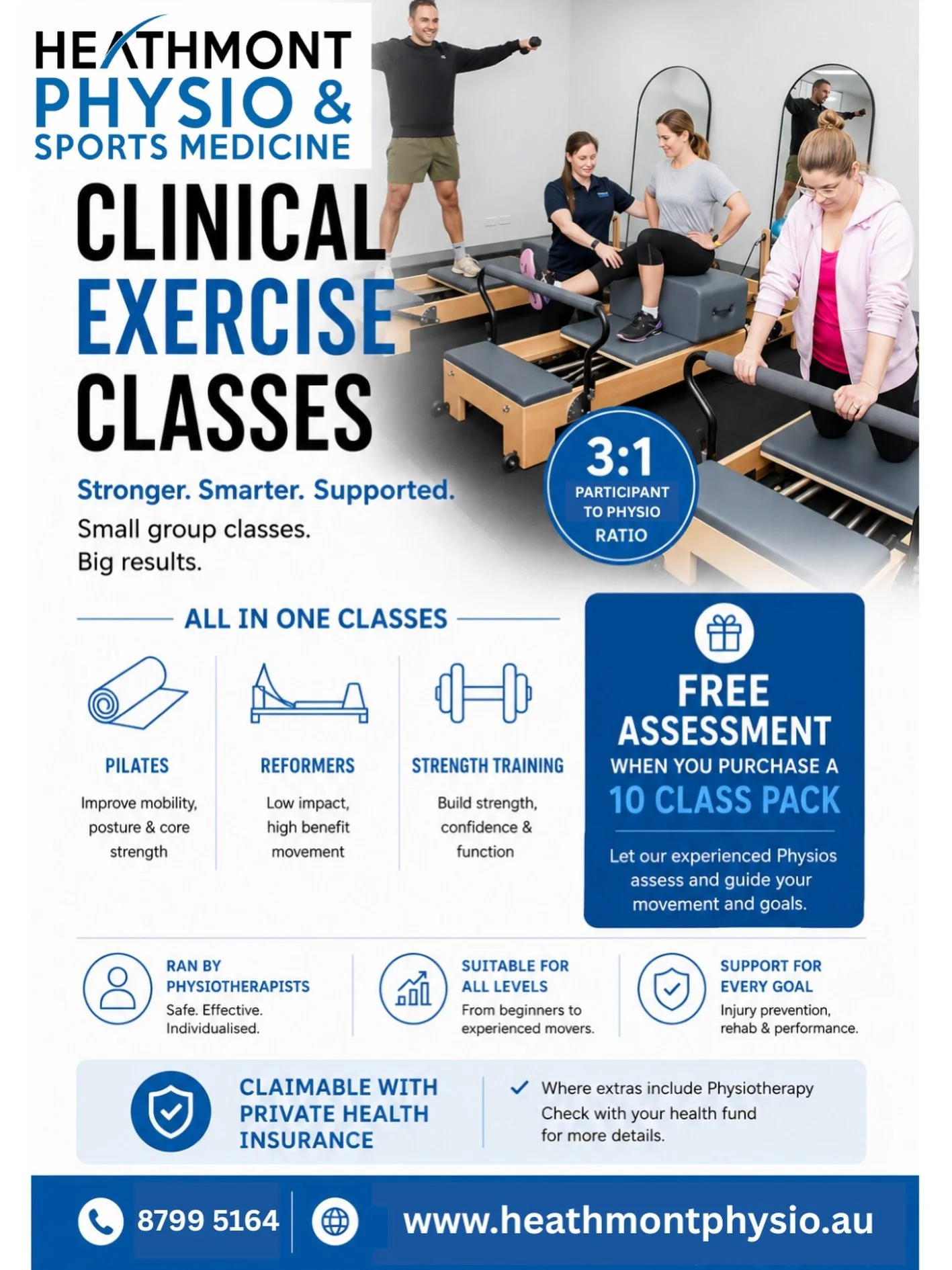 Looking for a more personalised approach to exercise? 💪

Our Physio-led Exercise Classes are designed to help you move better, get stronger, and work towards your individual goals in a supportive small-group environment.

✅ Small groups (3:1 ratio)
