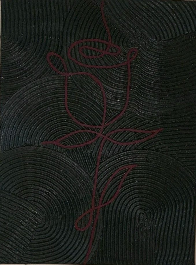  
 Rose 
   30x40 lærred, akryl, modeling paste.  
 Pris 400,- DKK   
 