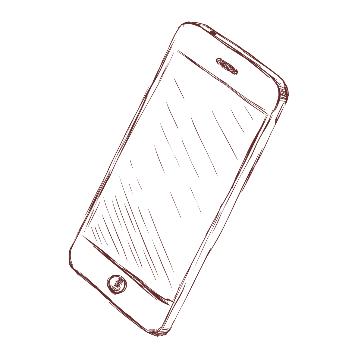 Illustration of a smartphone with a blank screen, shown from a slightly tilted angle.