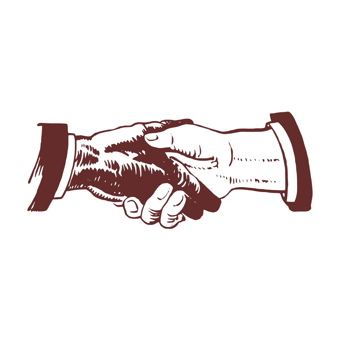 Illustration of two hands shaking, representing a handshake.