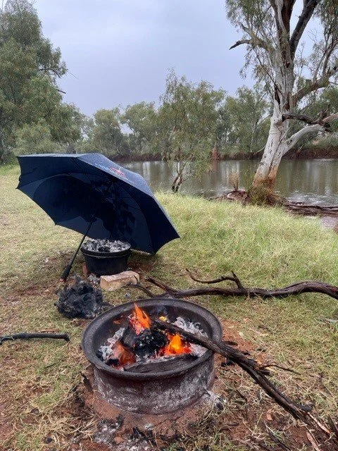 Camp fire cooking set up