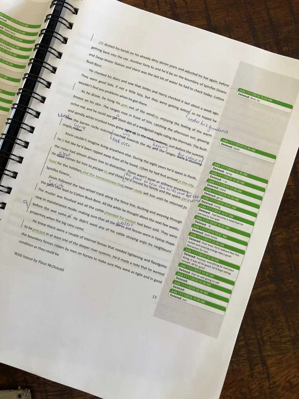 Manuscript with notes and mark up for Red Dirt Country