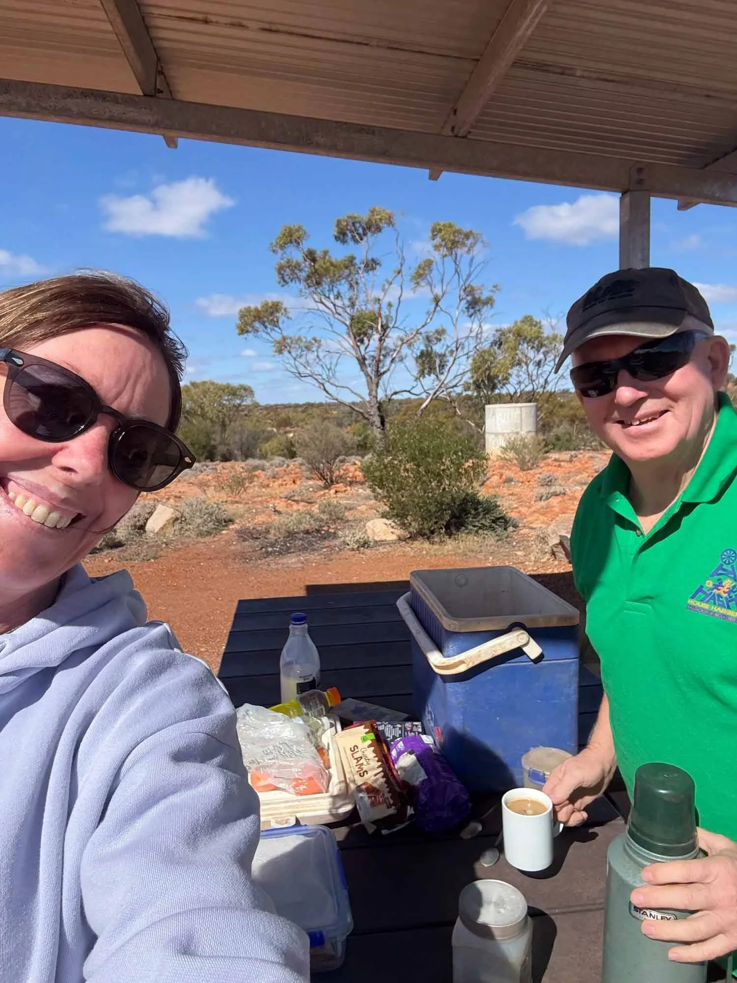 Fleur and Tuesday having lunch at Niagara Dam