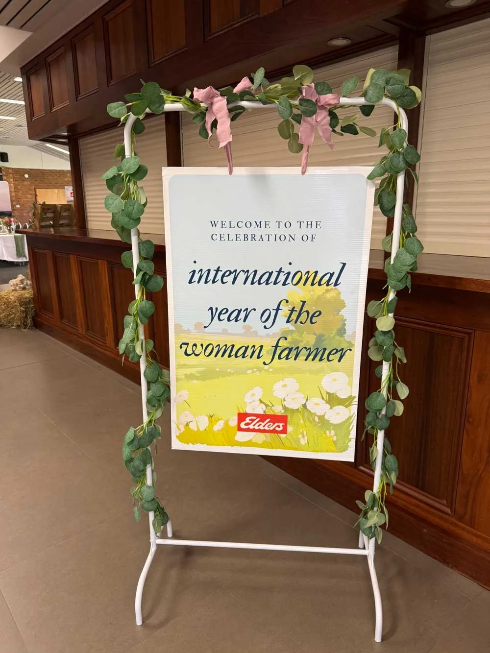 Sign that reads: Welcome to the Celebration of International year of the woman farmer