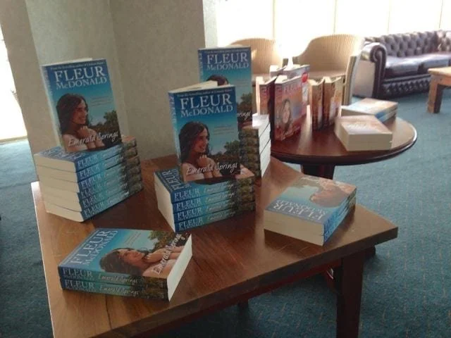 A table filled with Fleur's books