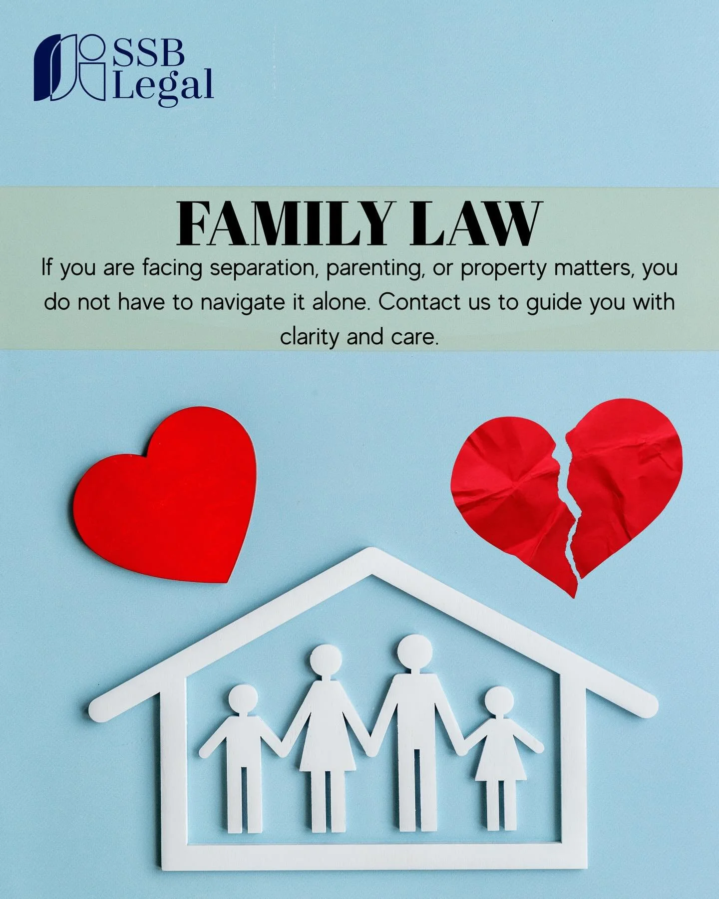 Family Law Support When You Need It Most

Separation, parenting arrangements and property division can feel overwhelming and emotional. 

You do not have to navigate it alone. Our firm is here to guide you through each step with clarity, care and pra