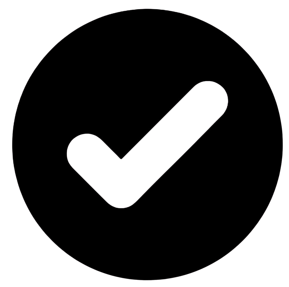 A digital checkmark icon in a filled circle.
