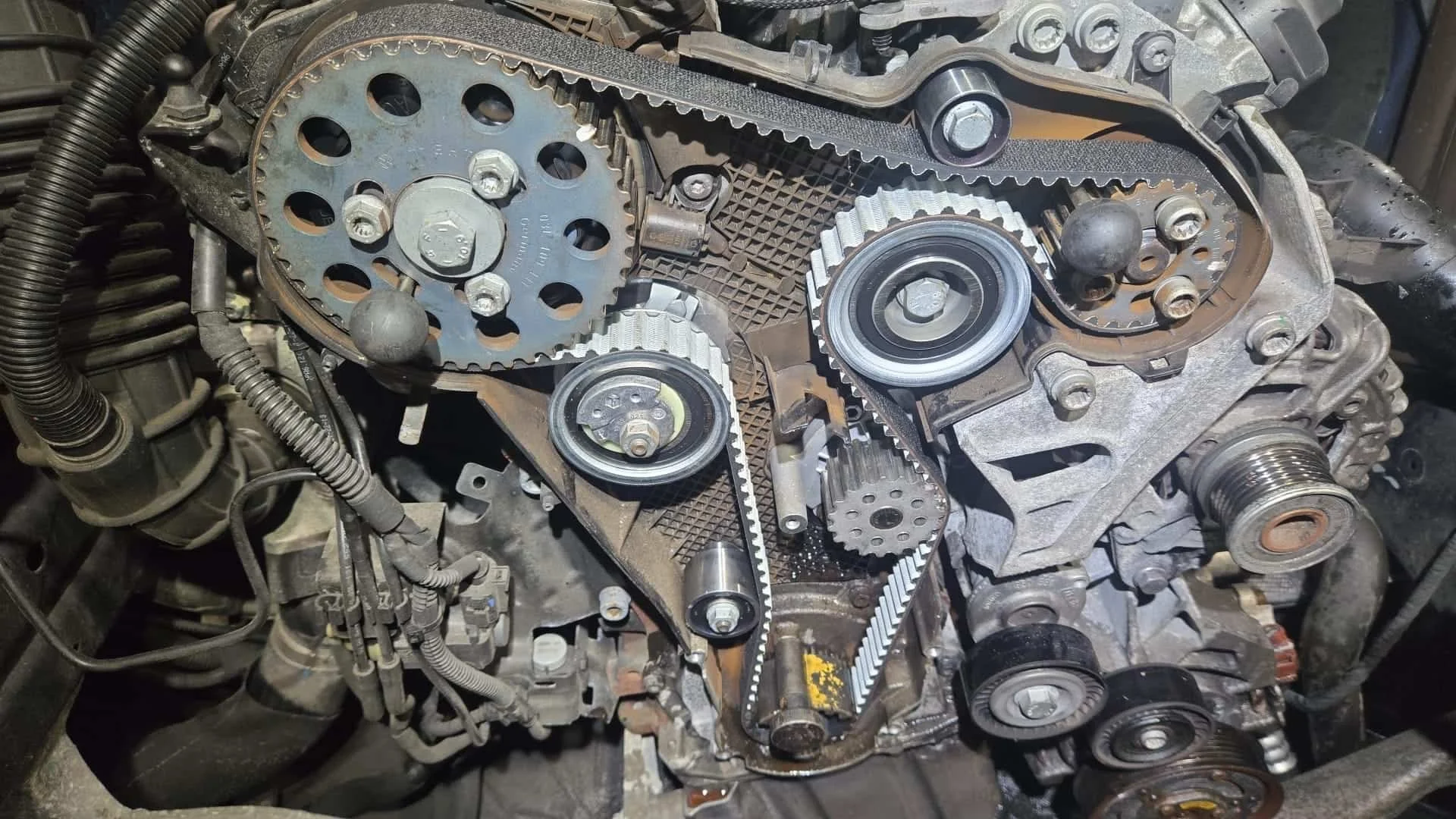 Real timing belt being replaced on an audi at our derby based garage
