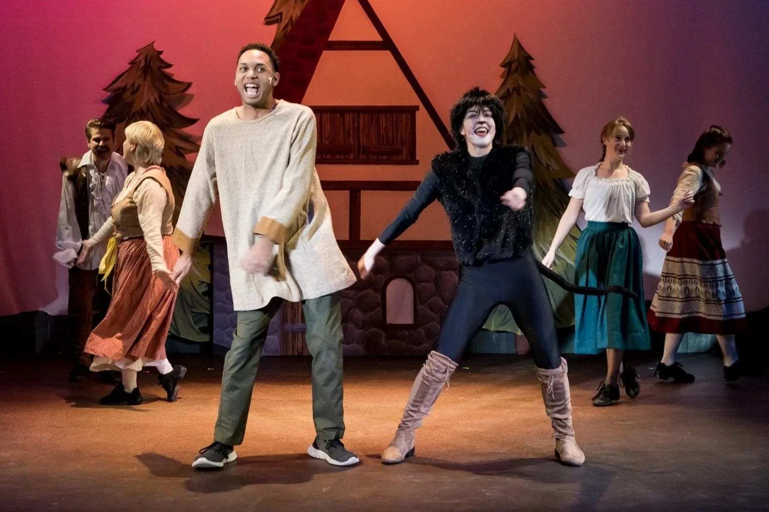Kaira (front right) as Puss in Boots in Centerstage Theatre's "Puss in Boots"