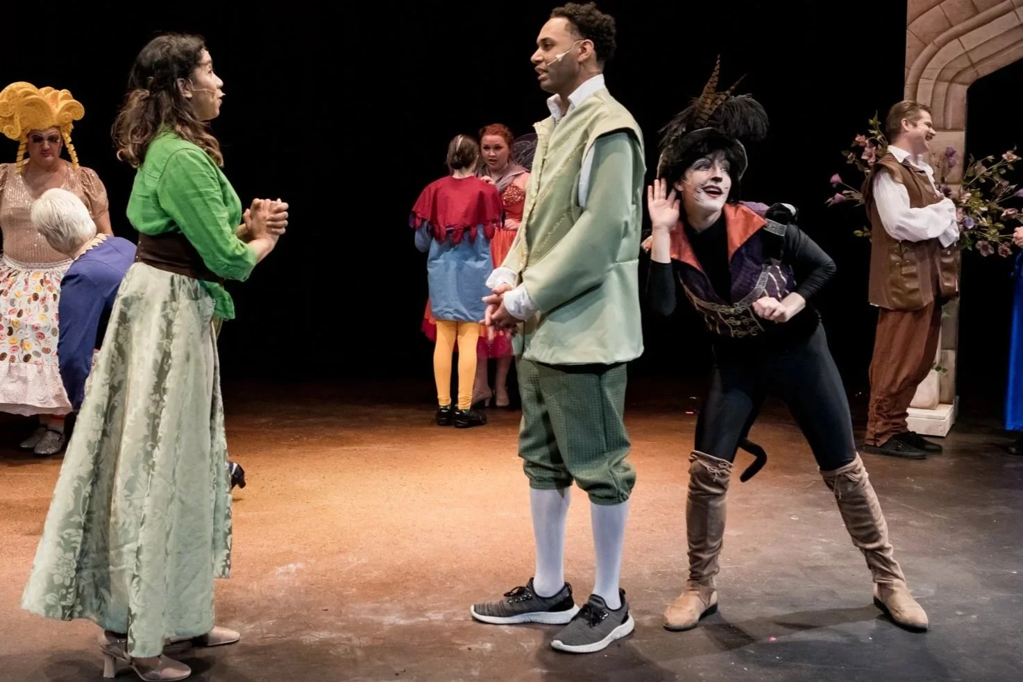 Kaira (right) as Puss in Boots in Centerstage Theatre's "Puss in Boots"