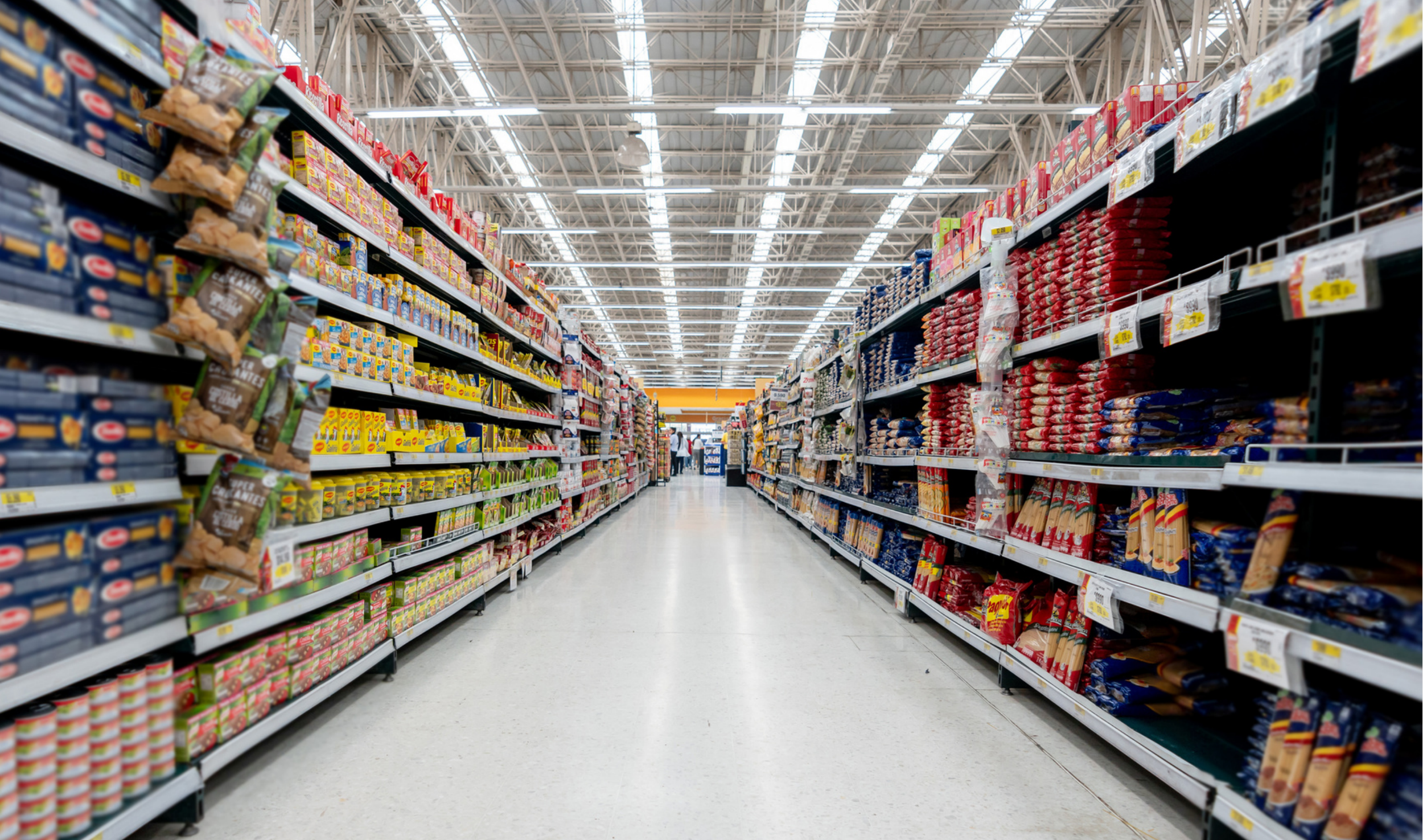 A long aisle in a mass merchandiser retail store. Link Influence helps brands drive sales and visibility through influencer campaigns in retail.  SEO Filename