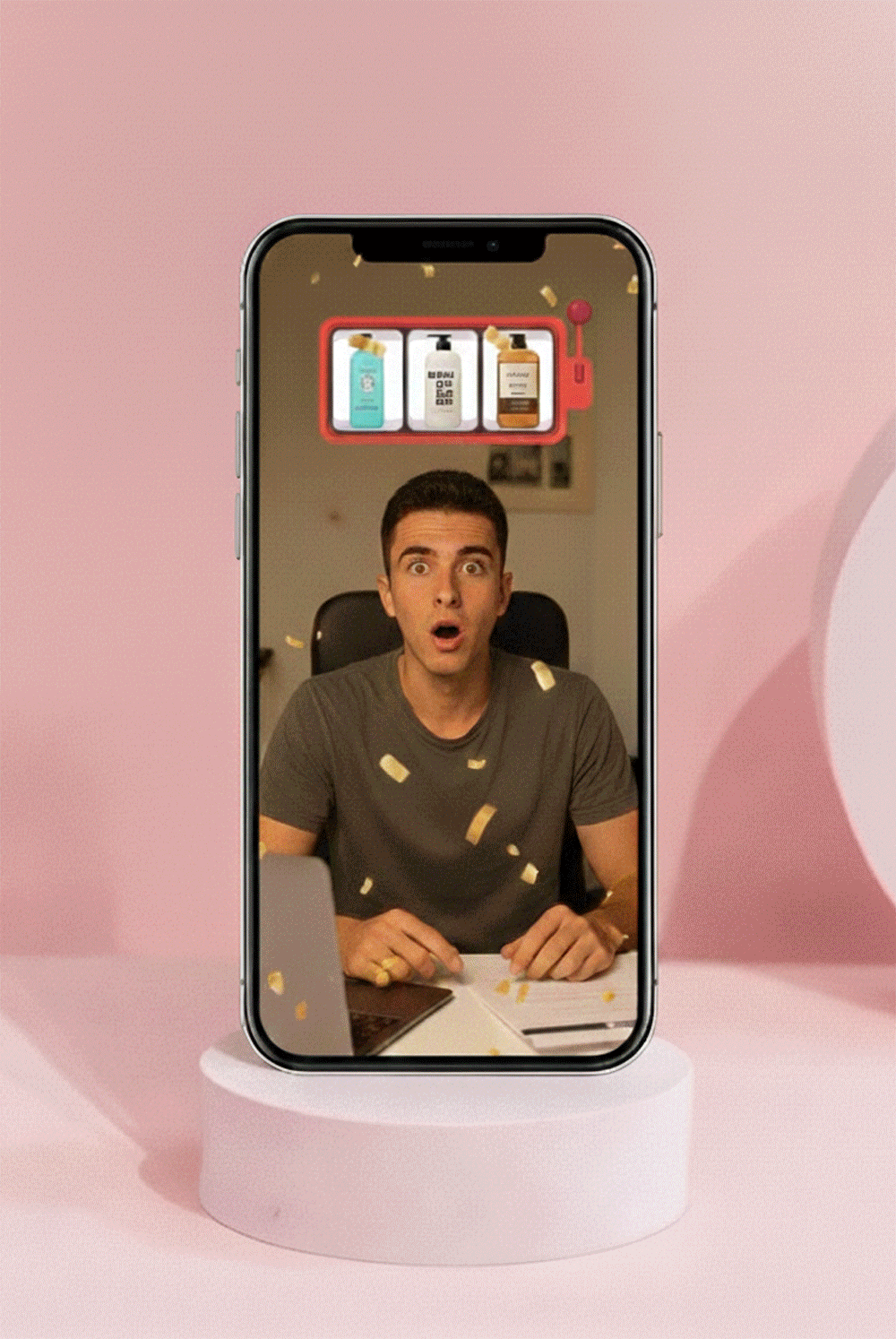 Phone showing AR filter effects, representing Link Influence's innovative and tailored social media filters for influencer marketing campaigns.