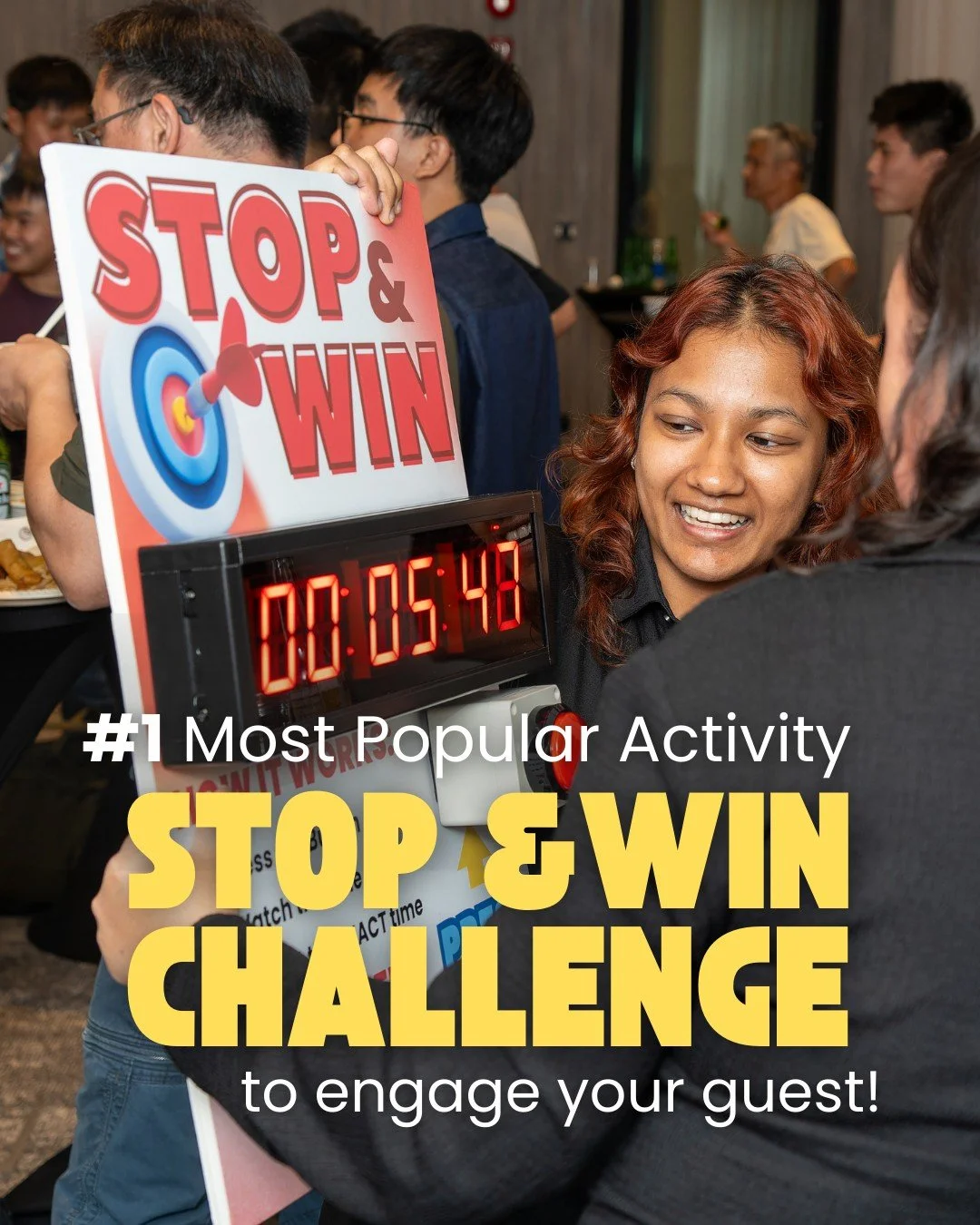 Still juggling ways to engage guests?

Our Stop &amp; Win Challenge gets your crowd buzzing from the moment we walk in 🤝✨ Designed for corporate events and SME teams, this mobile activity station brings high-energy interaction and friendly competiti