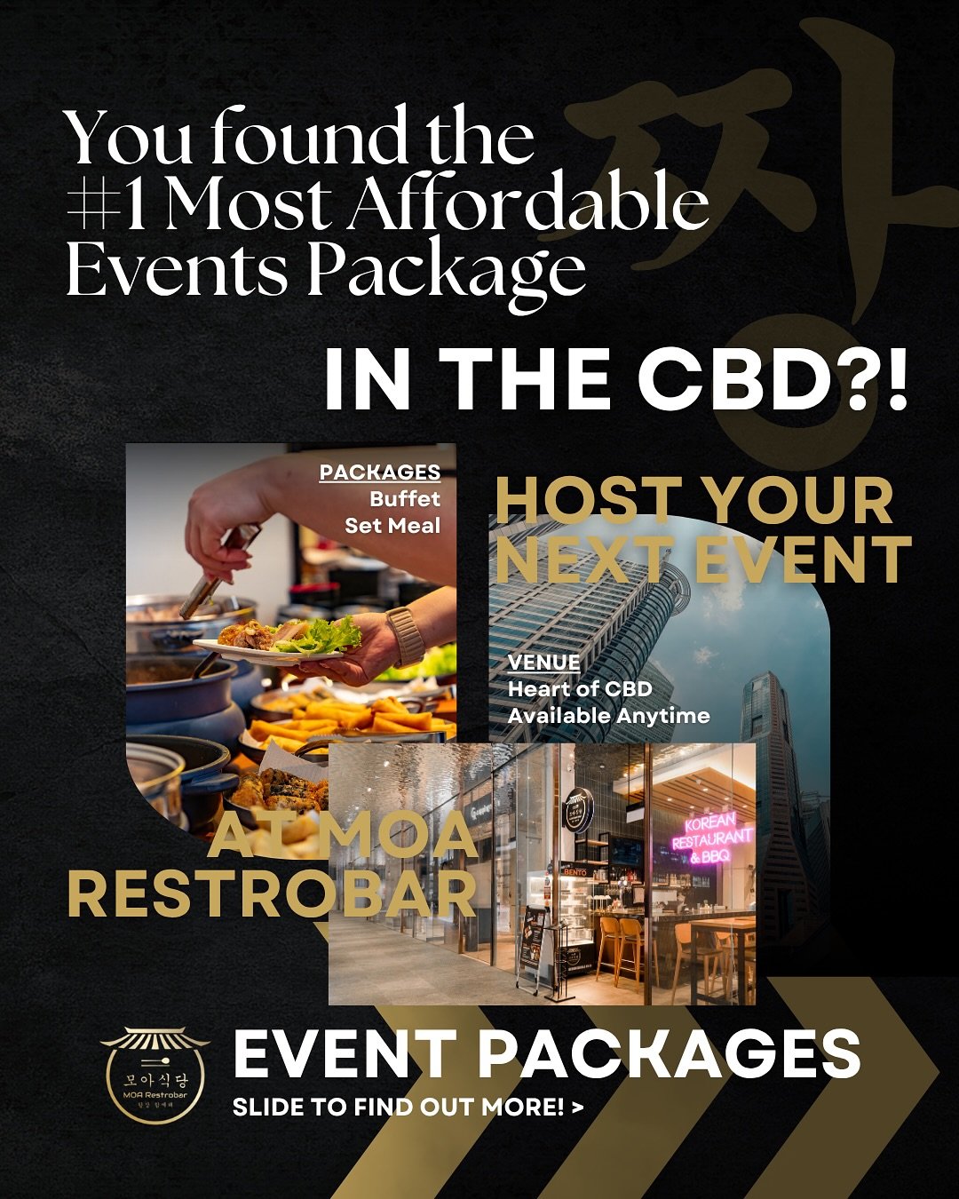 You found the #1 Most Affordable Event Package in the CBD!? 🎉

Located in the heart of the city centre, MOA Restrobar is perfect for corporate gatherings, team dinners, family celebrations, and private parties. With affordable weekend pricing and cu