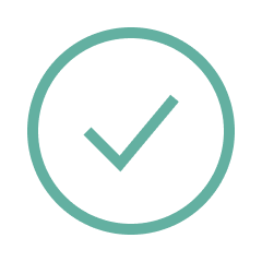 Check mark inside a circle.