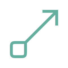 An upward trending arrow line graph