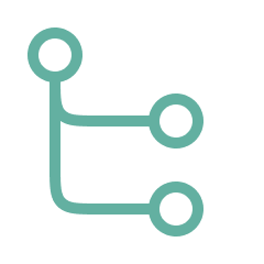A simplified diagram of a network or flowchart with three interconnected nodes.
