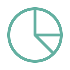 Pie chart with four segments, partially filled, on a black background.