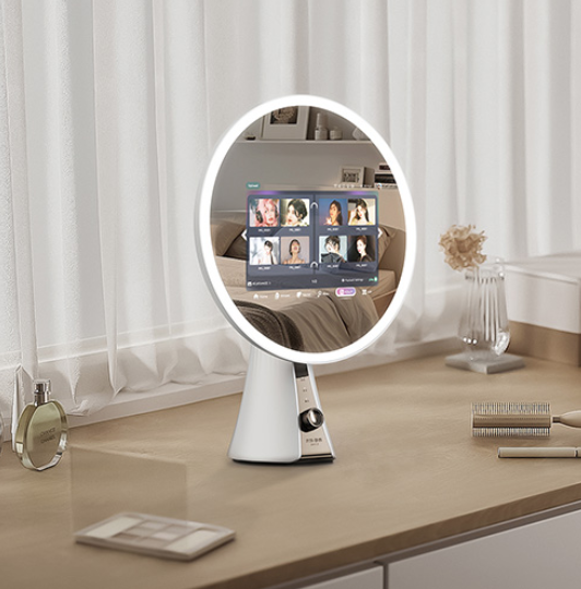 Custom designer smart mirror technology by Smart Mirror Southeast Asia for a luxury vanity or dressing room. The interactive touch display blends technology and high-end design for a personalized experience.