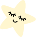 Cute star-shaped character with closed eyes, blushing cheeks, and a small smile.
