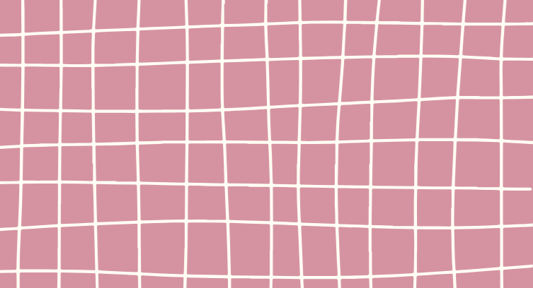 Close-up of a distorted pink and white grid pattern with uneven lines and curves.