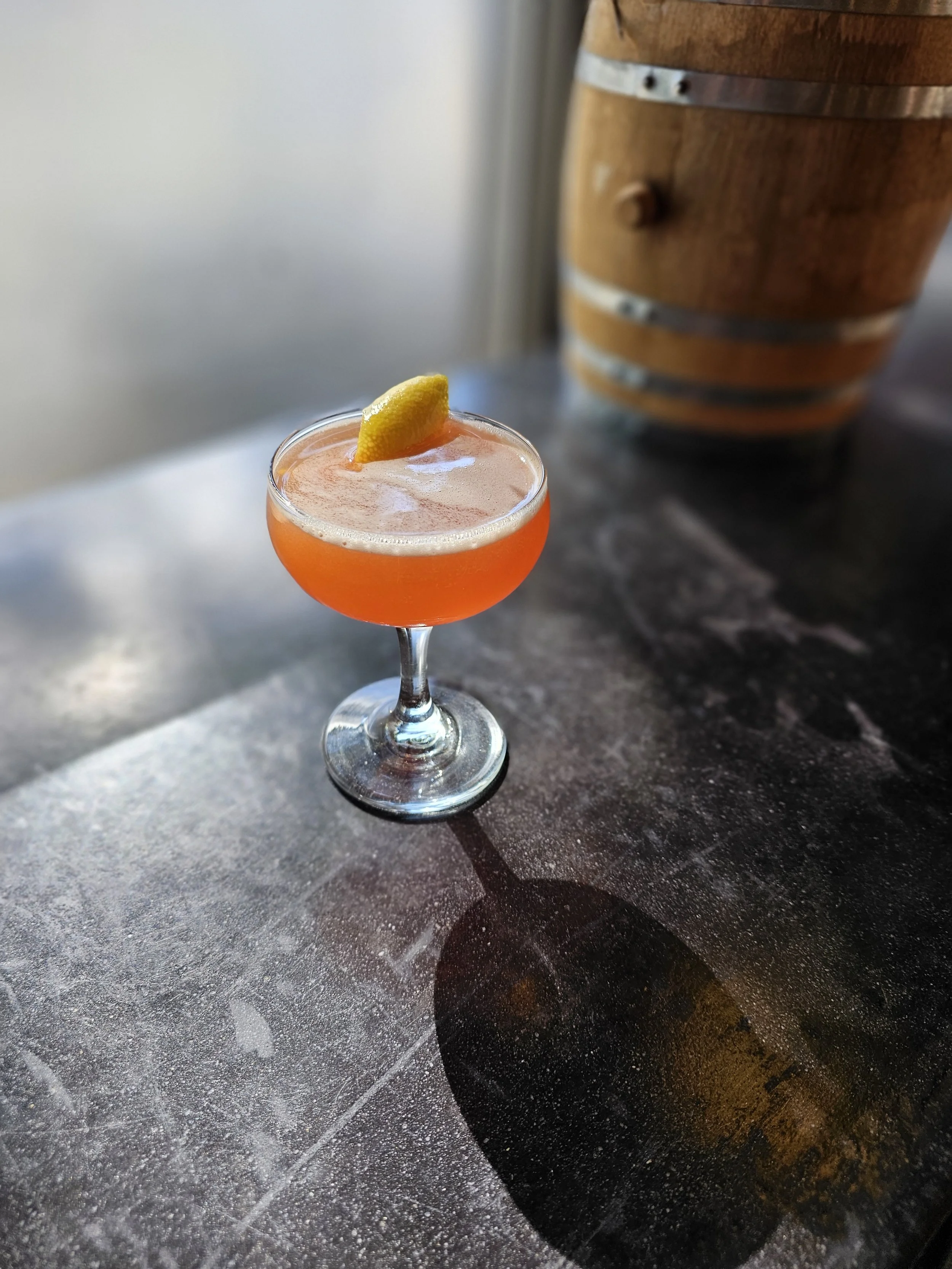 Paper Plane.
A modern, well-balanced cocktail with bright citrus and herbal complexity. Made with equal parts bourbon, Aperol, amaro, and fresh lemon juice, it delivers a smooth blend of sweet, bitter, and tangy flavors with a clean, refreshing finis