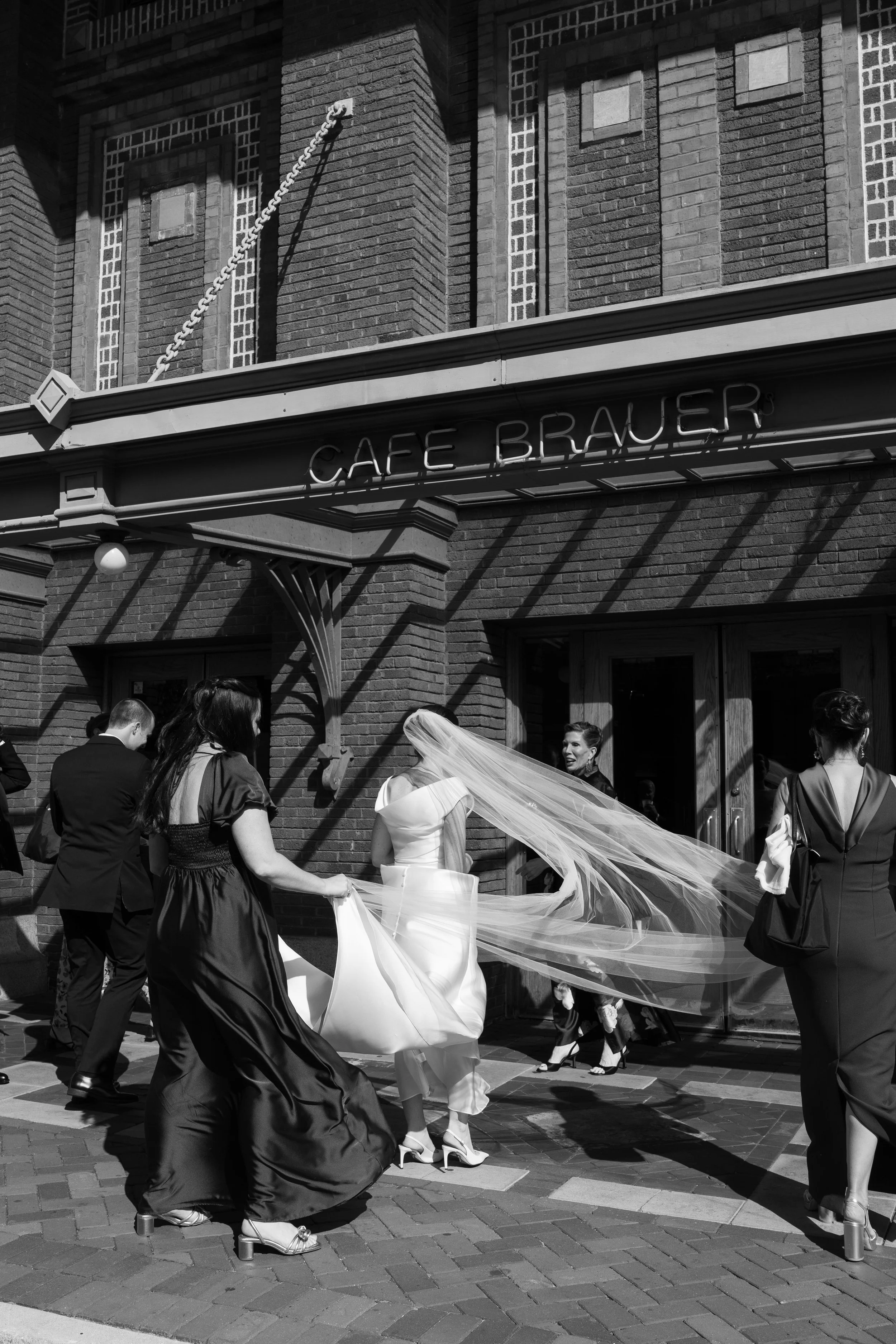 Documentary portrait of bride at Cafe Brauer in downtown Chicago