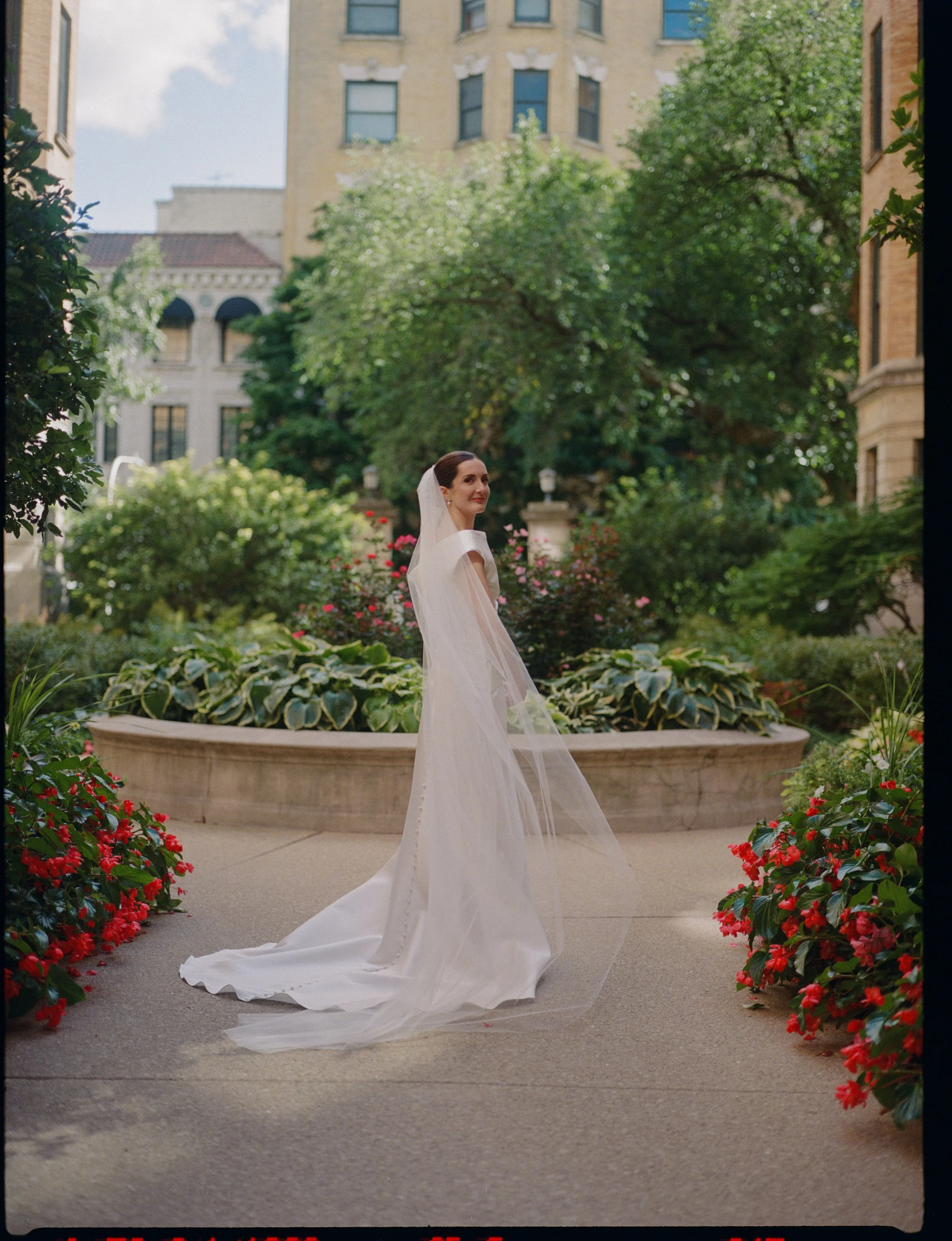 Bride in Lincoln Park on her Cafe Brauer wedding day