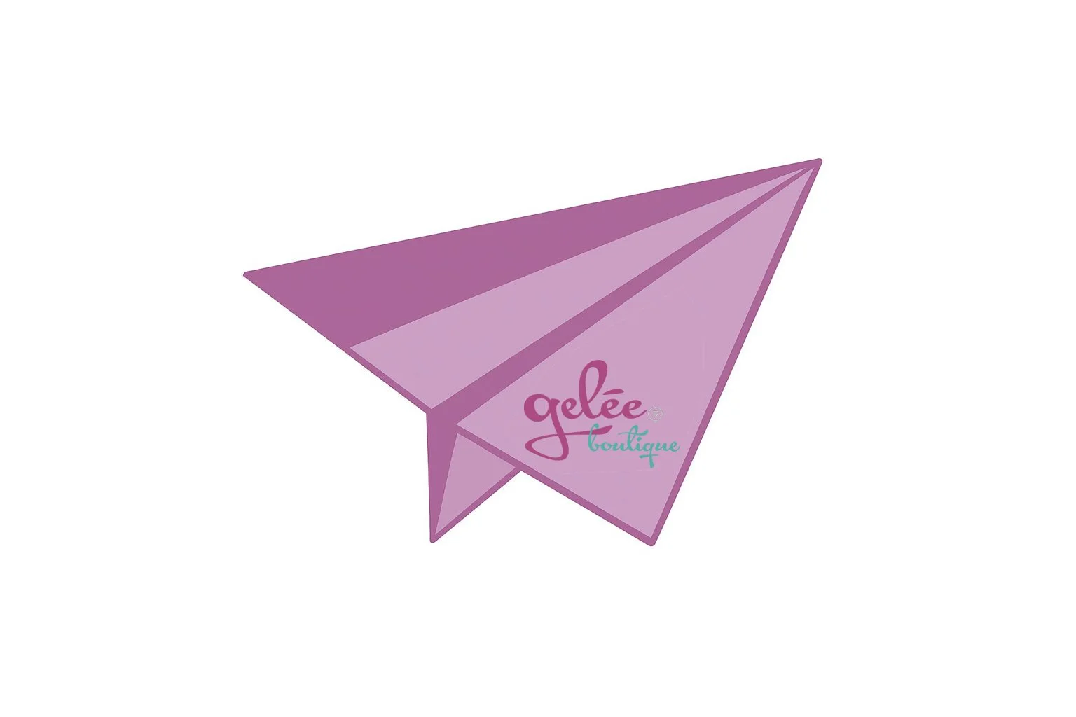 Logotipo de la marca Gelée Boutique en forma de papel de carta en tonos morados y lilas