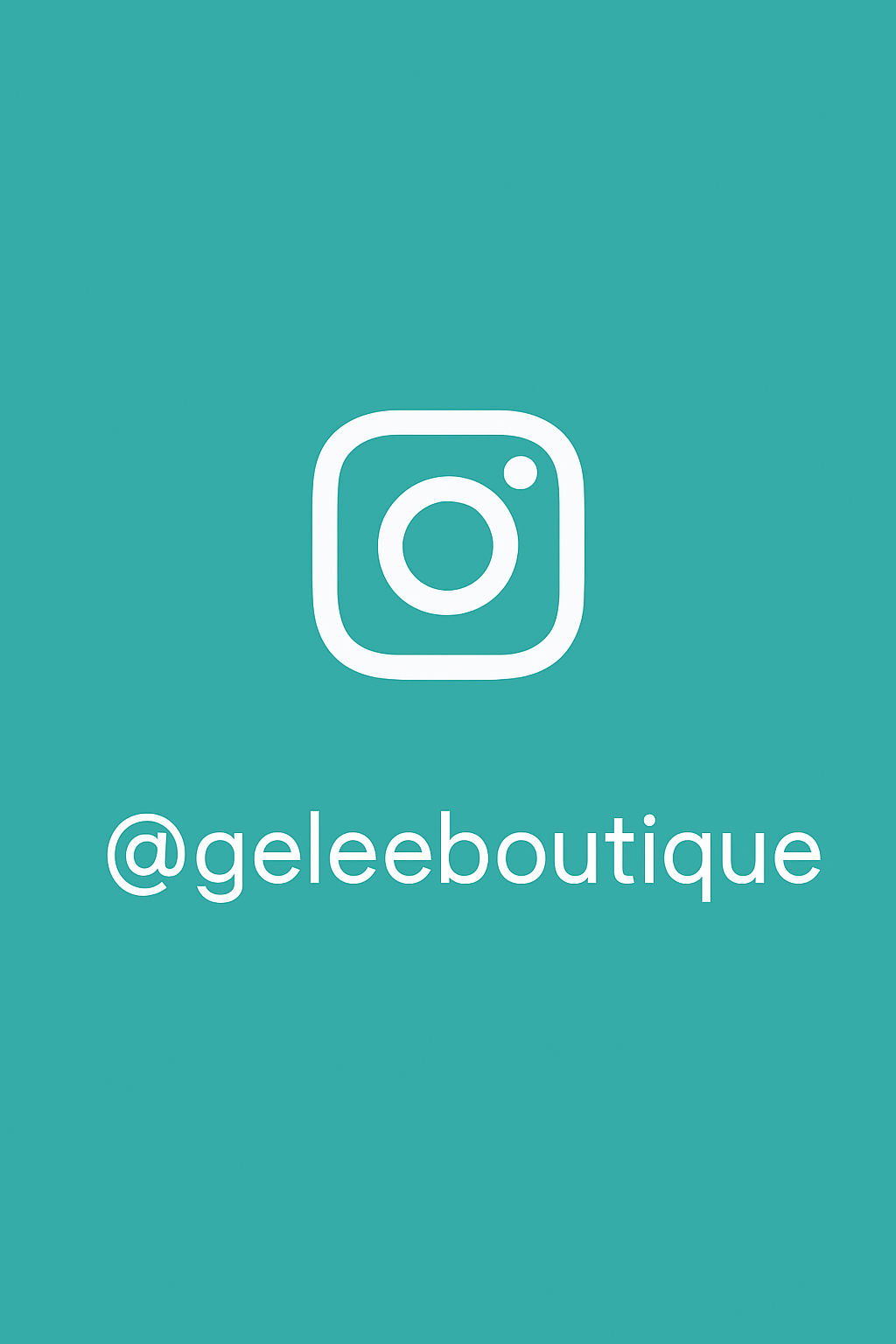 Logo de Instagram en fondo degradado azul y verde, con el identificador de usuario '@geleeboutique'.