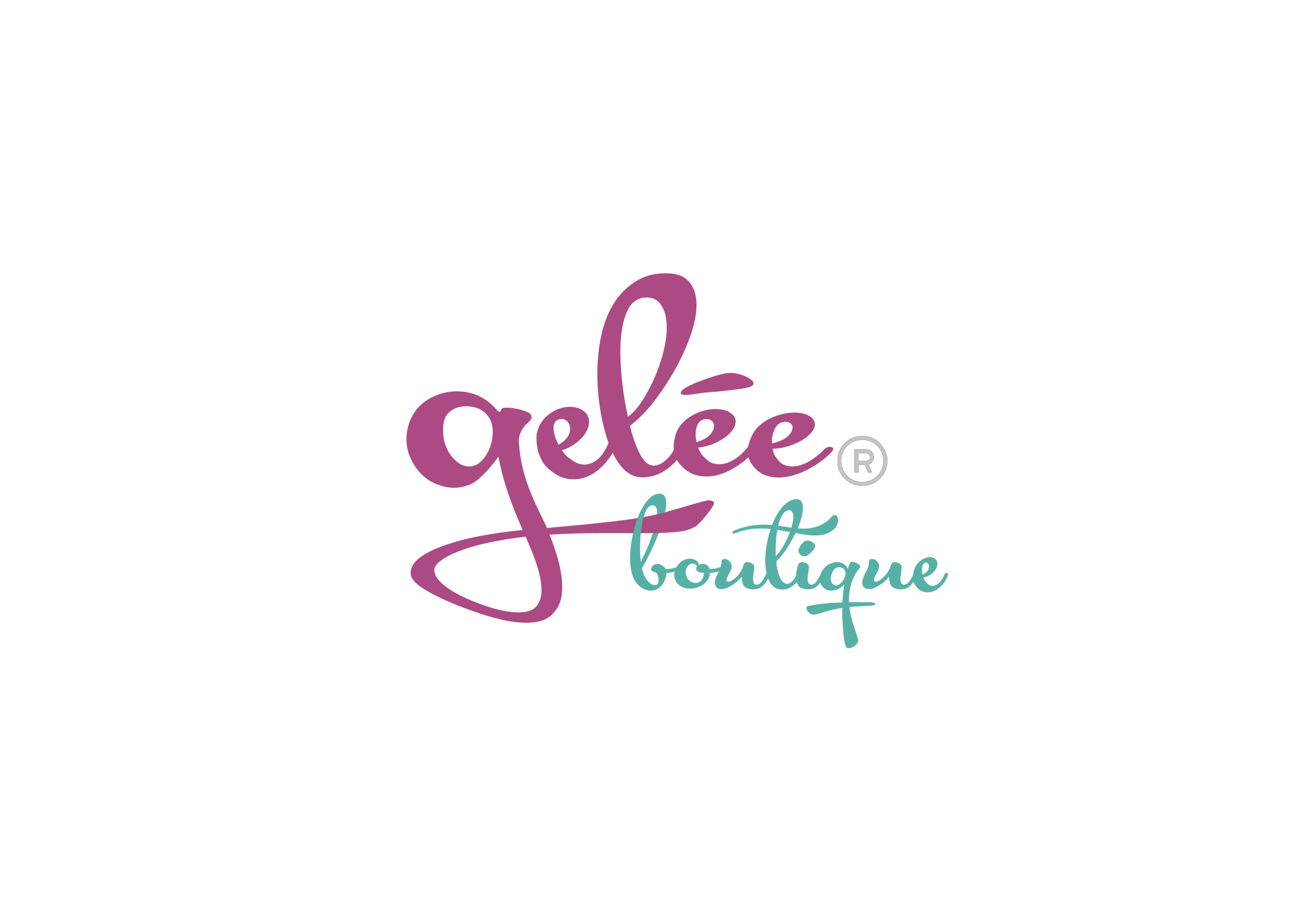 Logo de la marca Gelée Boutique en colores rosa y turquesa.