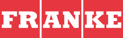 The word 'FRANKE' in black bold letters on a red background