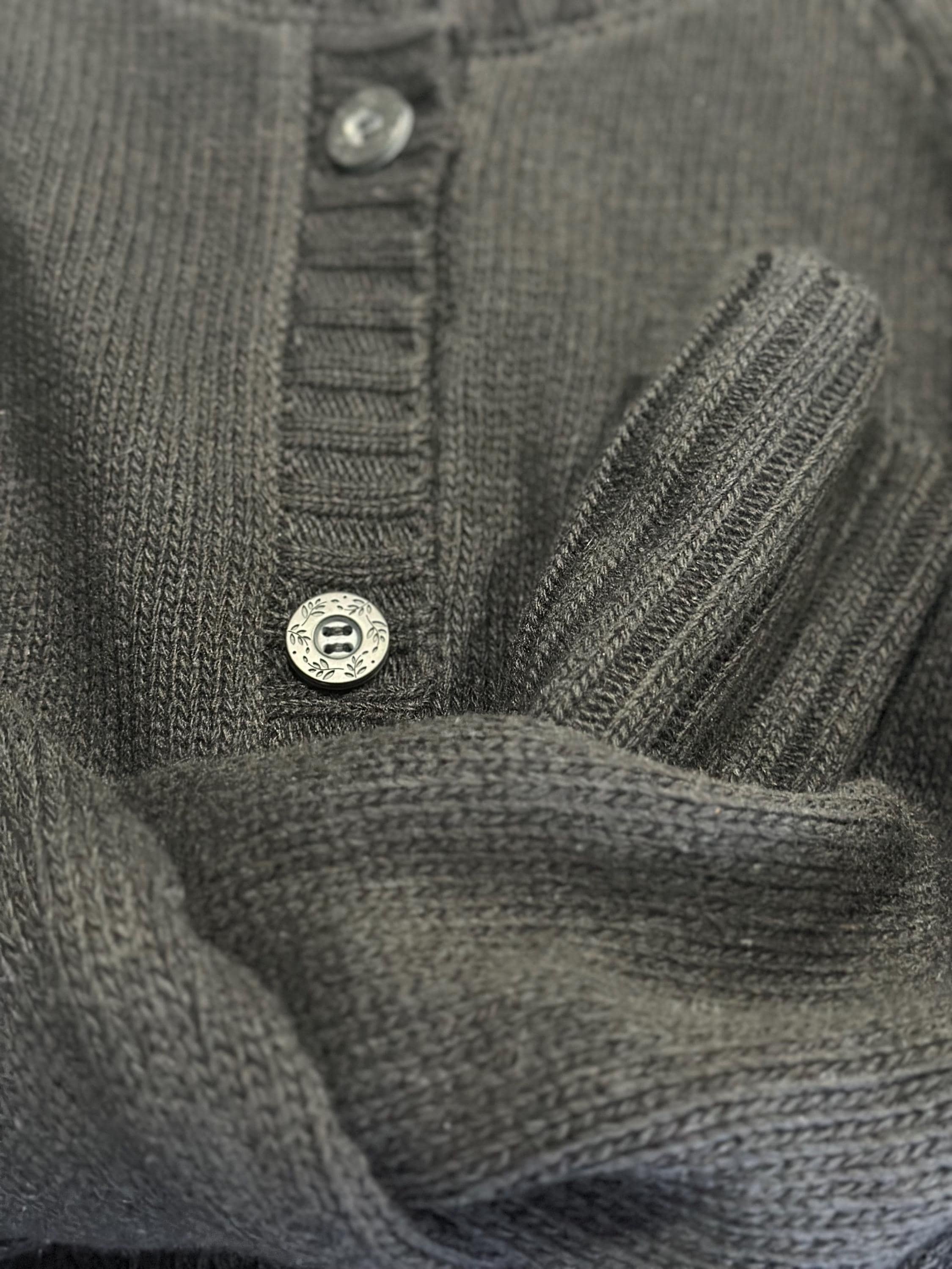 Black Merino Wool Cardigan | 100% Merino Wool Raglan Sweater | Minimalist Knitwear | Sustainable Handmade Women’s Cardigan - side angle view