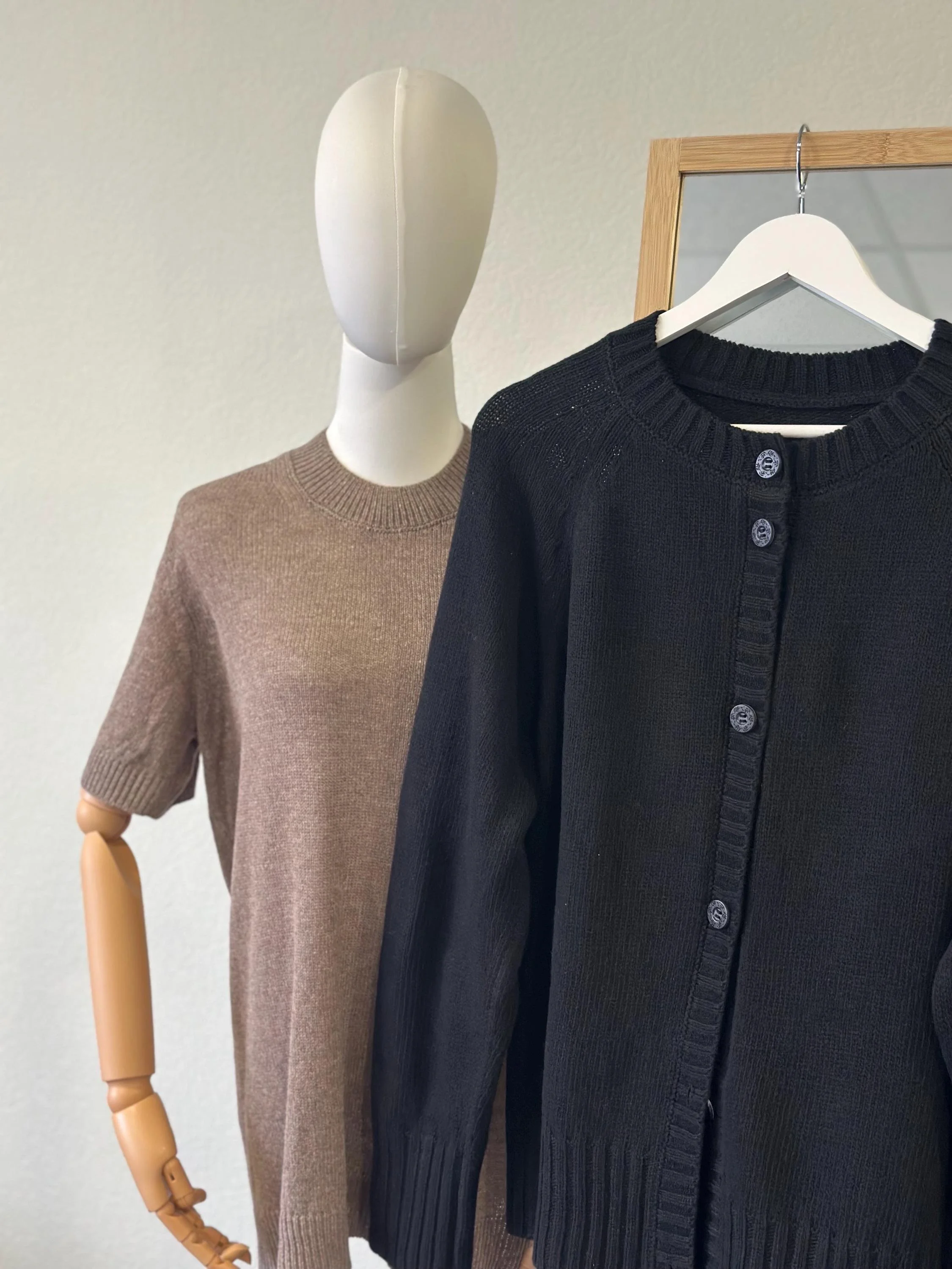 Black Merino Wool Cardigan | 100% Merino Wool Raglan Sweater | Minimalist Knitwear | Sustainable Handmade Women’s Cardigan - additional view 3