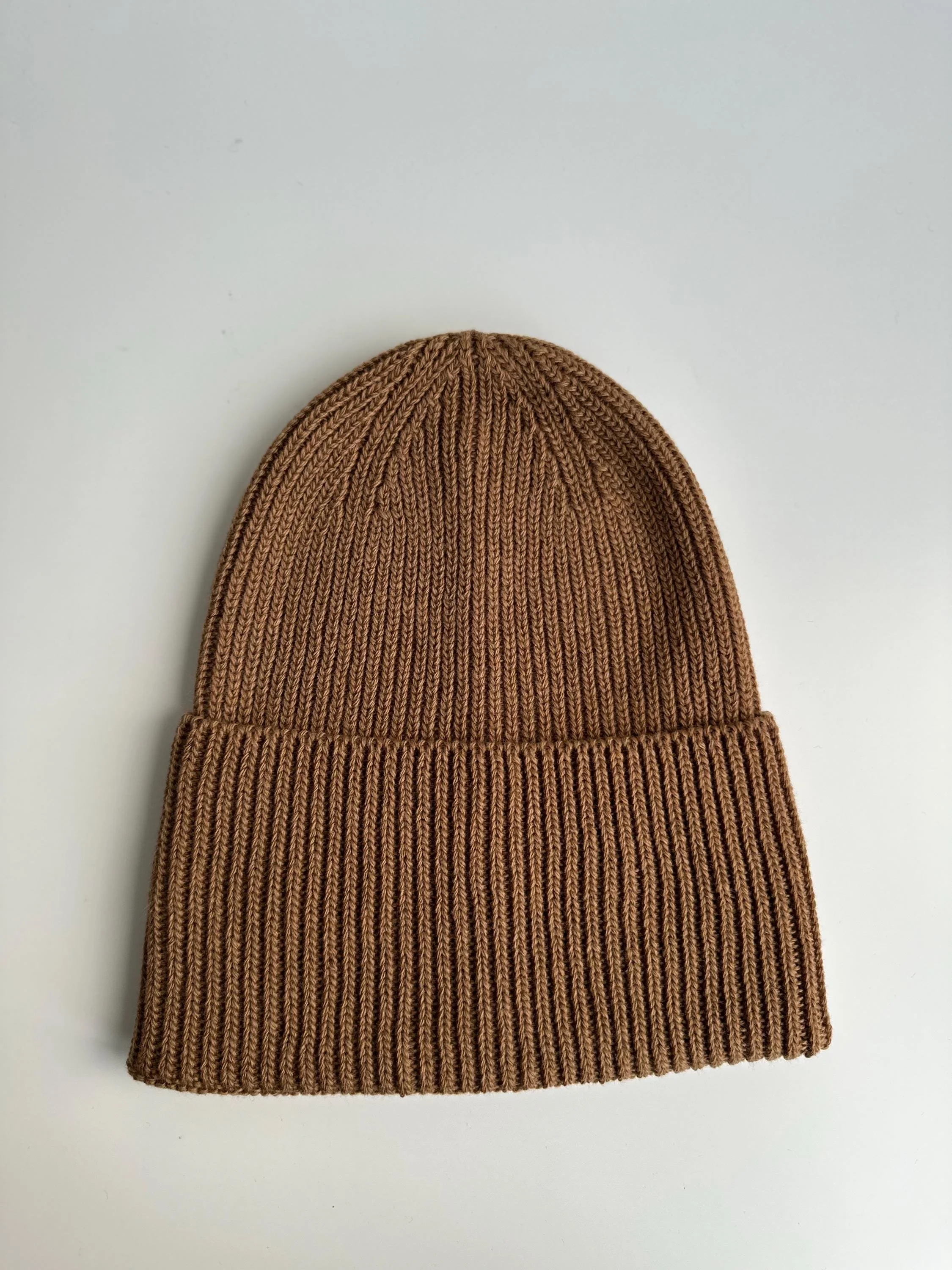 Merino Rib Beanie — 100% Wool, Unisex - side angle view