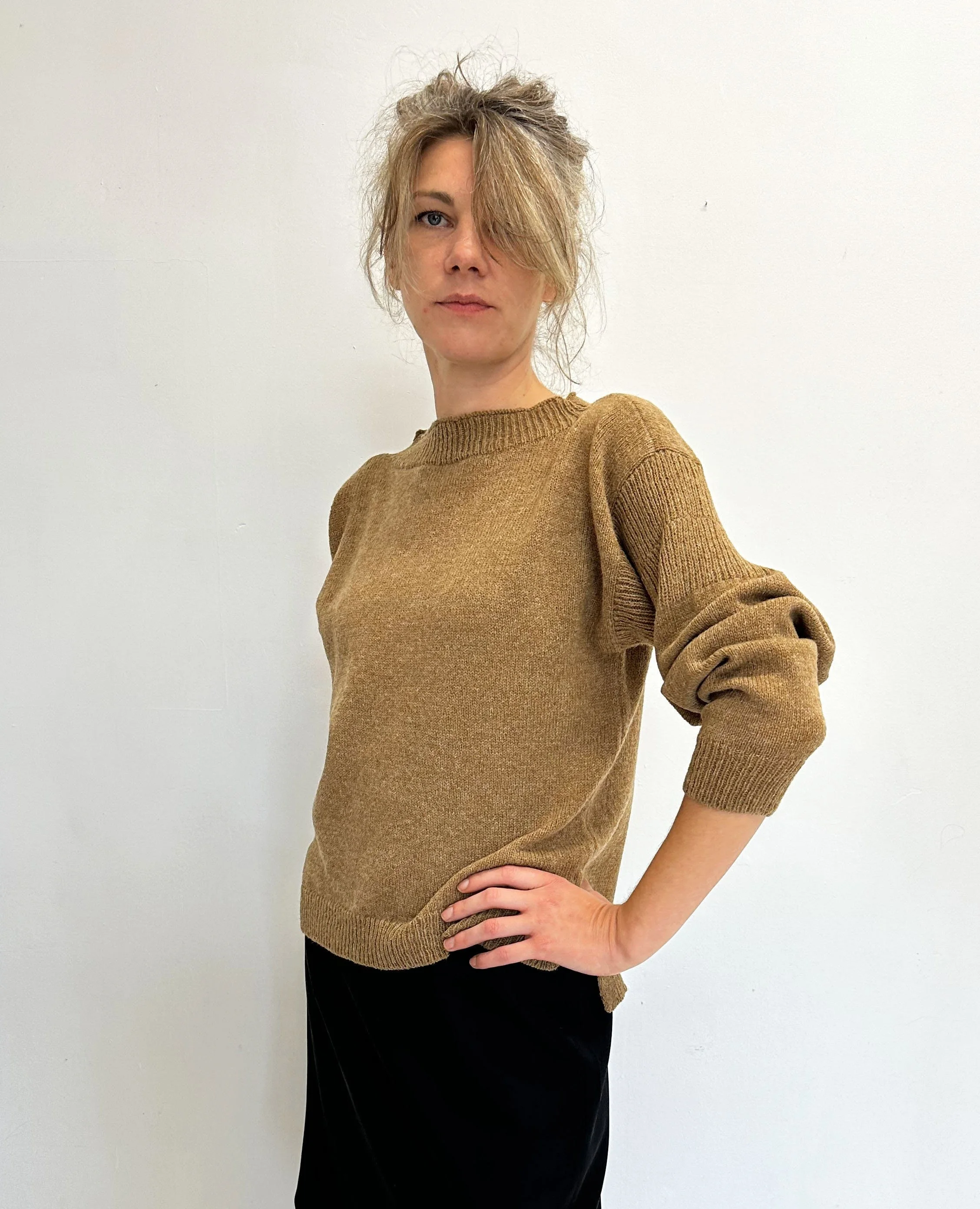 Pure Wool Side-Slit Sweater - close-up detail view