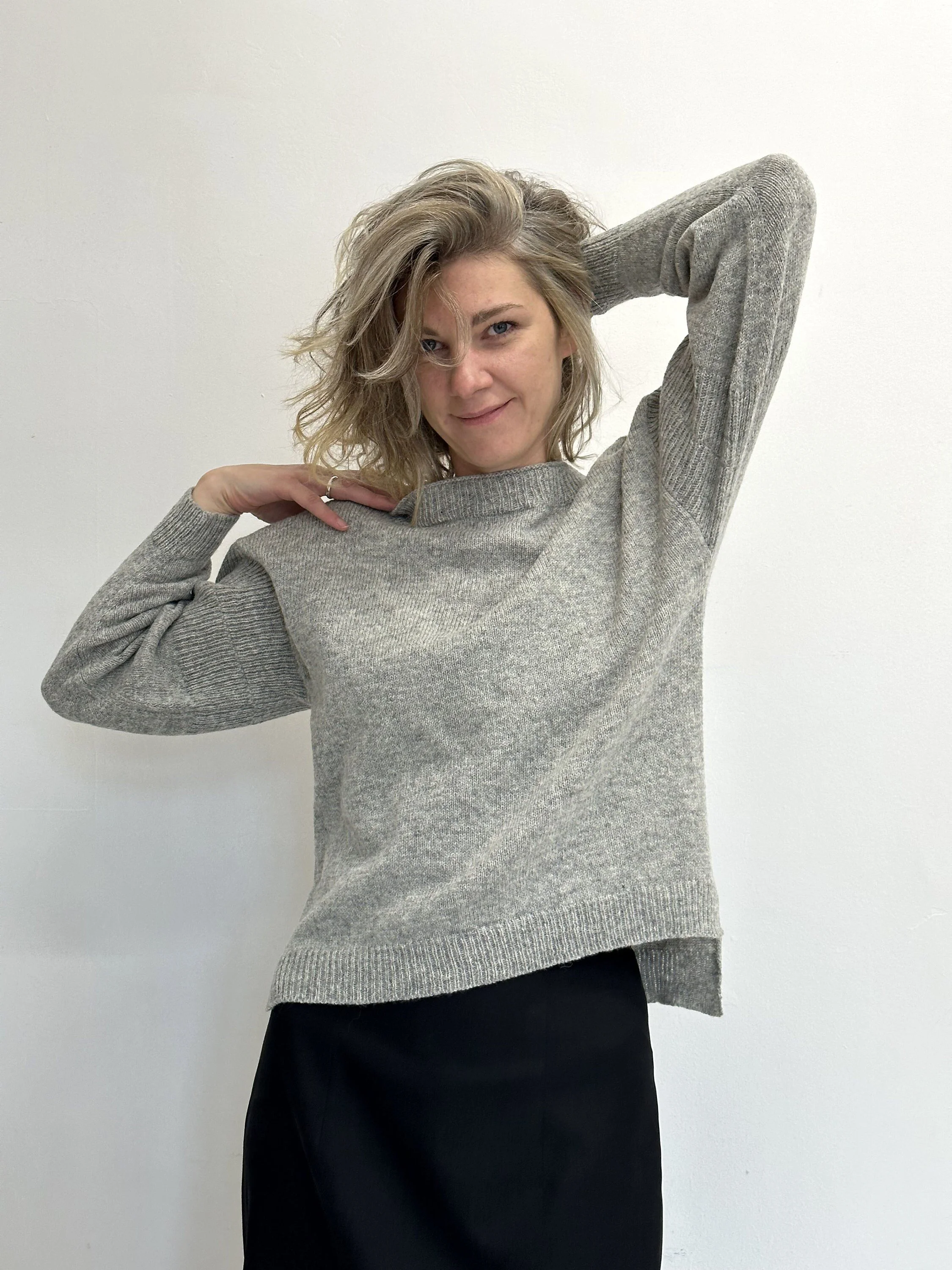 Pure Wool Side-Slit Sweater - close-up detail view