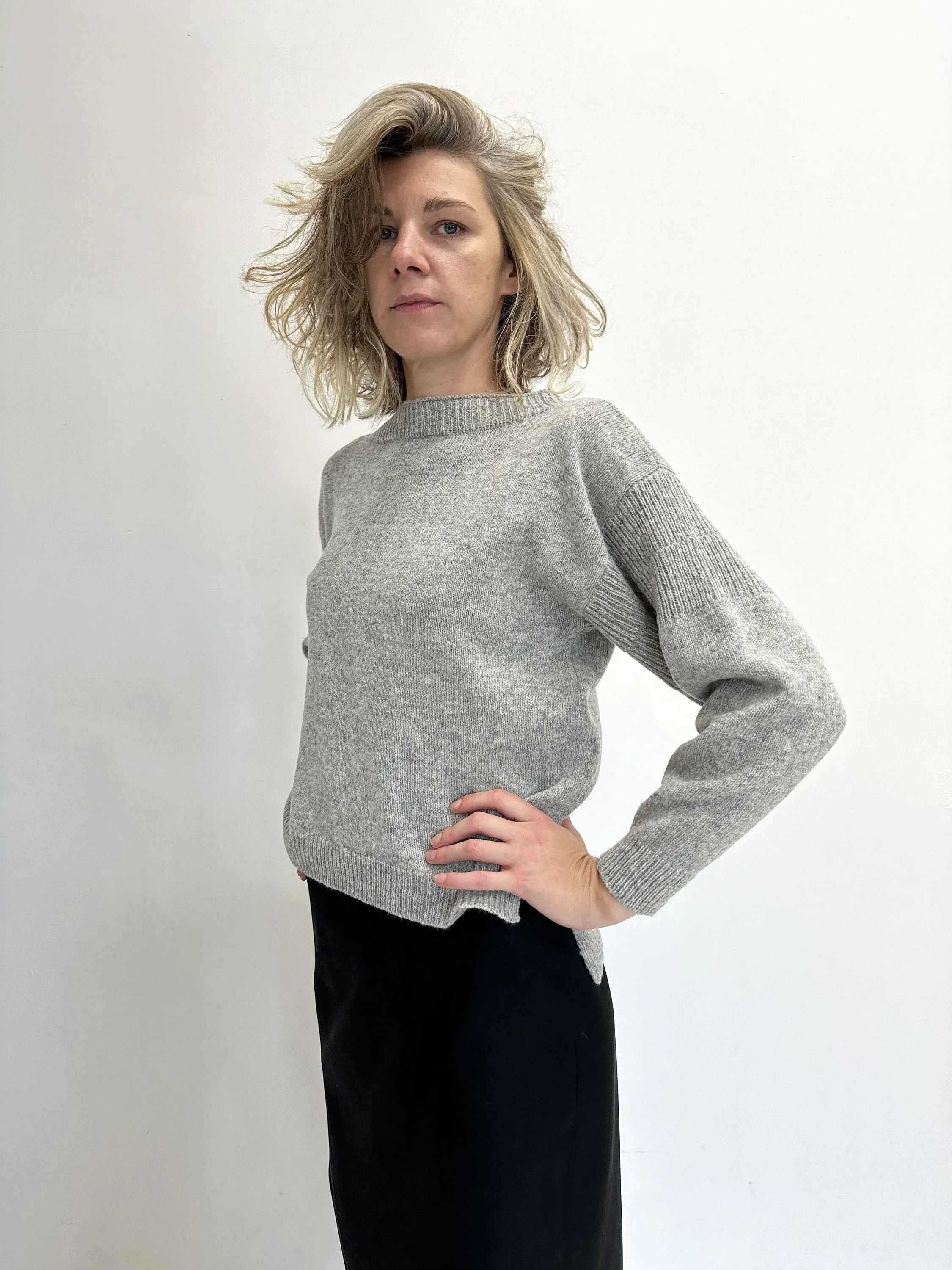 Pure Wool Side-Slit Sweater - back view detail