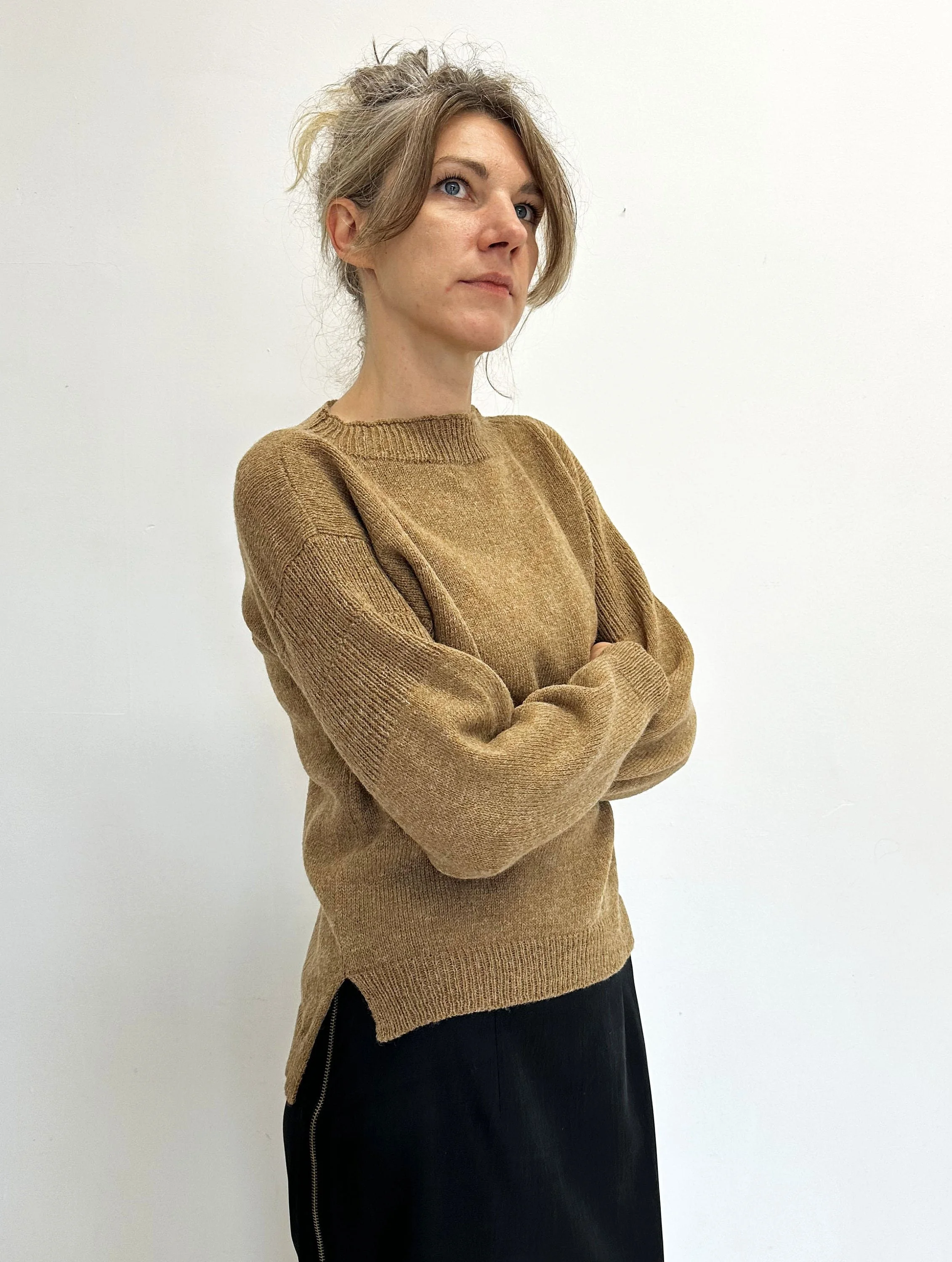 Pure Wool Side-Slit Sweater - lifestyle styling view