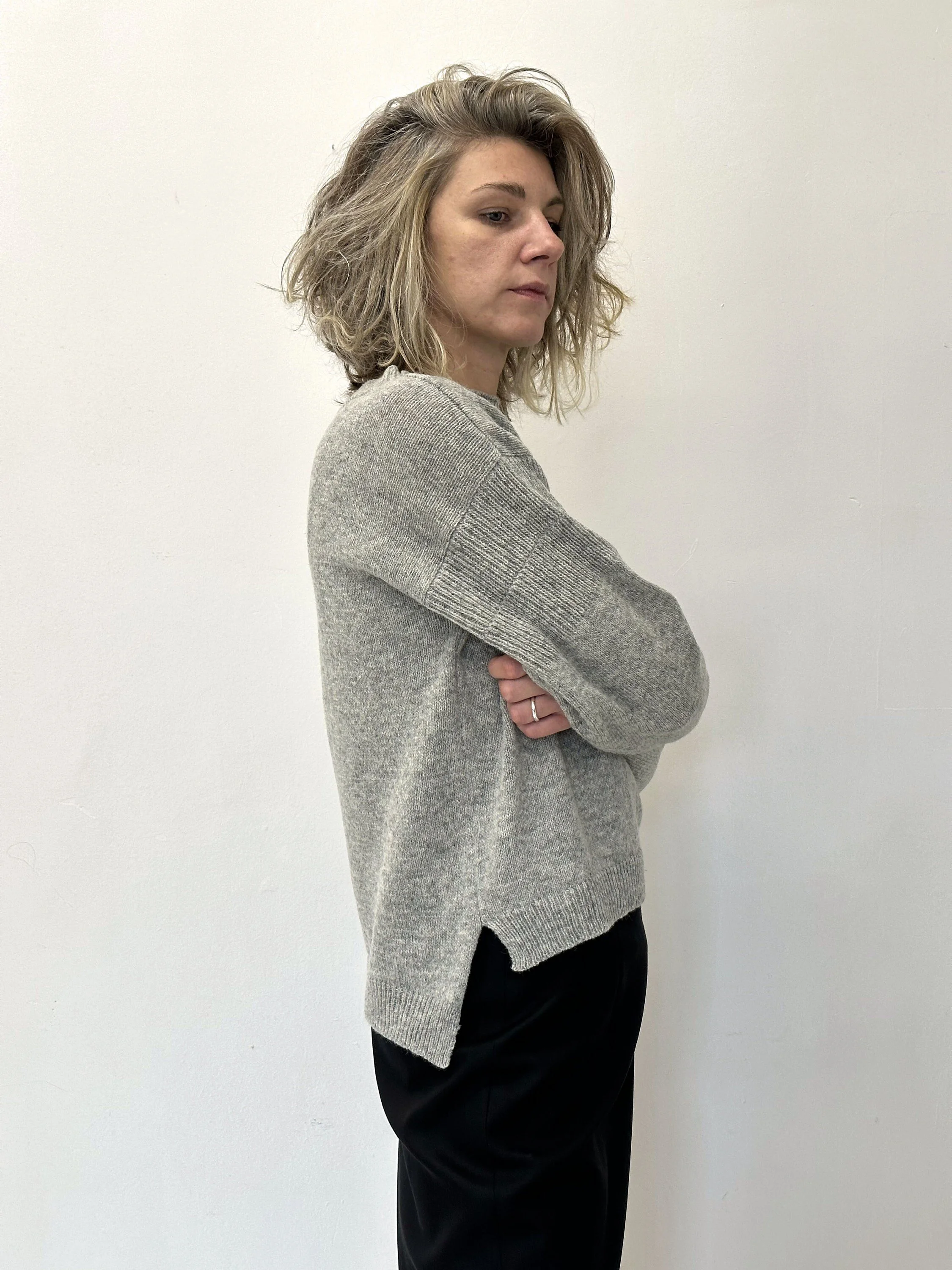 Pure Wool Side-Slit Sweater - lifestyle styling view