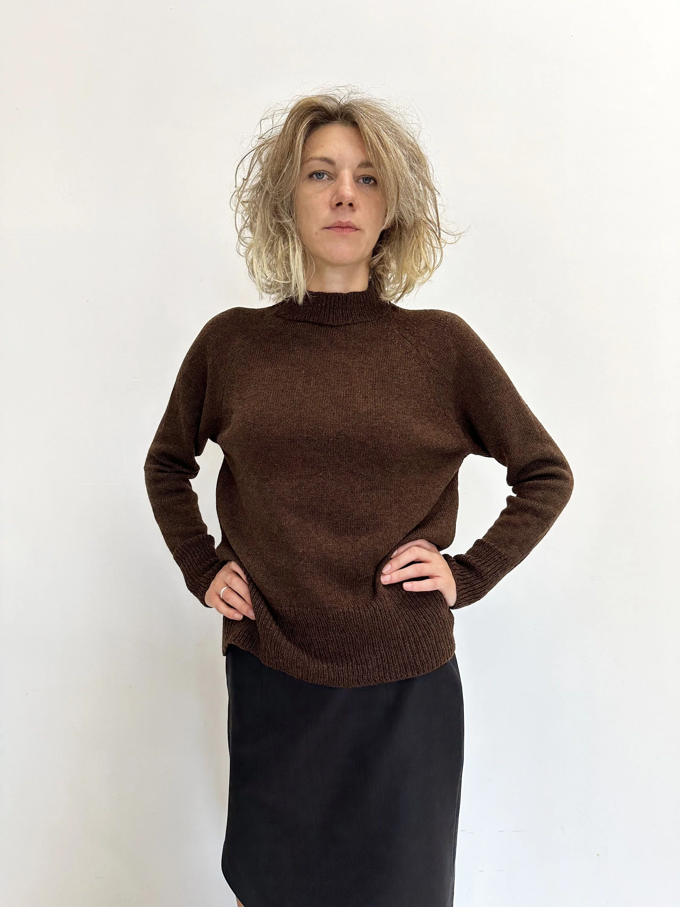 Lambswool Raglan Crew — Women’s Relaxed Jumper - texture and material detail