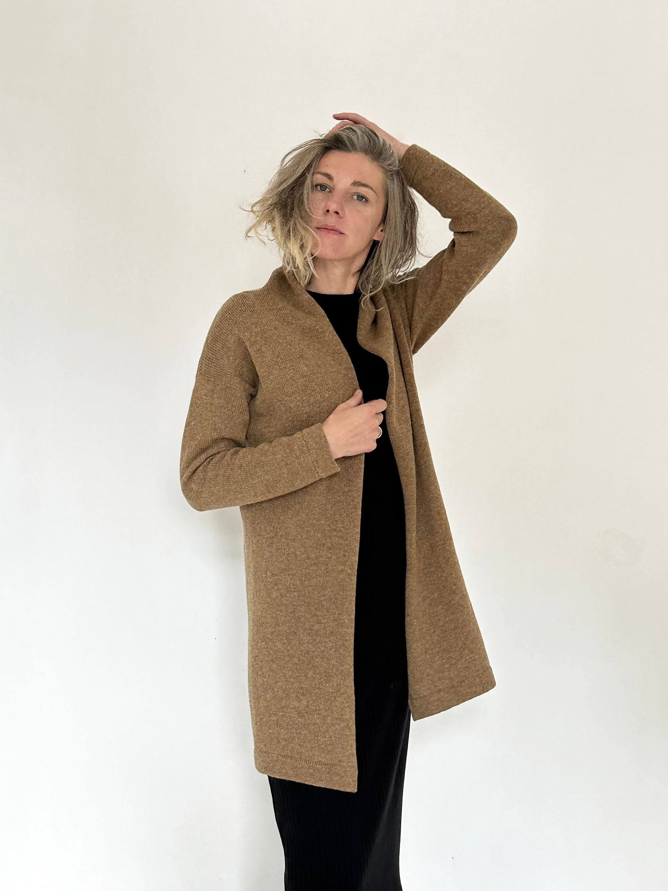 Long Wool Cardigan — Women’s Shawl Collar